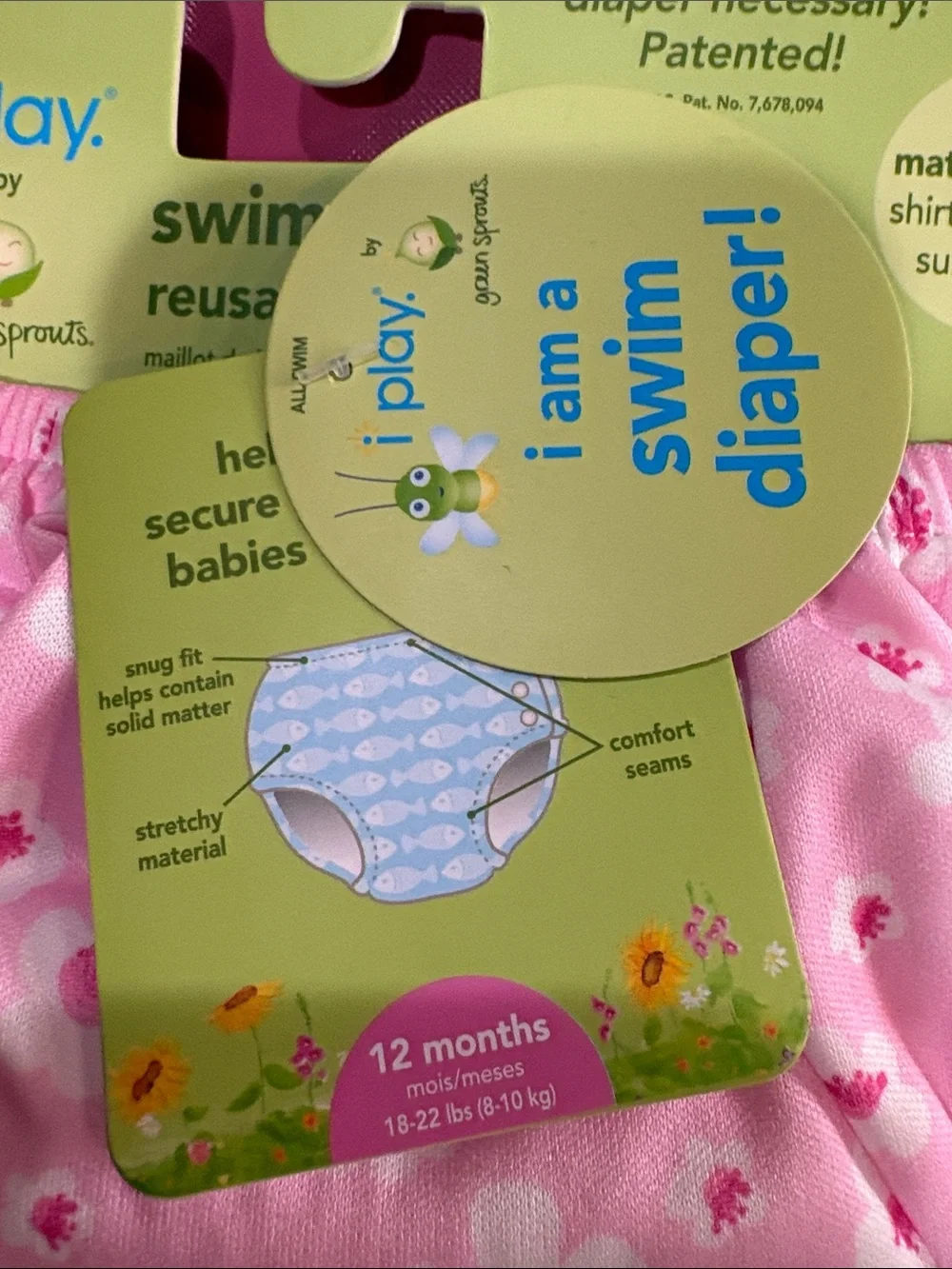 i play. Pink Floral Reusable Swim Diaper